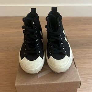 Veja Nova High-Top Lace-Up Canvas Sneakers in Black